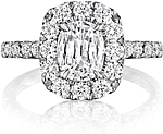 This image shows the setting with a .75ct cushion cut center diamond. The setting can be ordered to accommodate any shape/size diamond listed in the setting details section below.