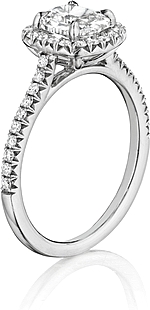 This image shows the setting with a 1.50ct cushion cut center diamond. The setting can be ordered to accommodate any shape/size diamond listed in the setting details section below.