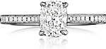 This image shows the setting with a 1.50ct princess cut center diamond. The setting can be ordered to accommodate any shape/size diamond listed in the setting details section below.