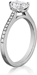 This image shows the setting with a 1.50ct princess cut center diamond. The setting can be ordered to accommodate any shape/size diamond listed in the setting details section below.