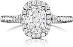 This image shows the setting with a 1.00ct cushion cut center diamond. The setting can be ordered to accommodate any shape/size diamond listed in the setting details section below.