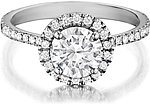 This image shows the setting with a 1.75ct round brilliant cut center diamond. The setting can be ordered to accommodate any shape/size diamond listed in the setting details section below.