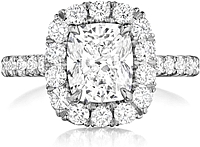 Henri Daussi Pave Diamond Halo Engagement Ring