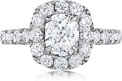 This image shows the setting with a 1.00ct cushion cut center diamond. The setting can be ordered to accommodate any shape/size diamond listed in the setting details section below.