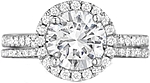This image shows the setting with a 1.25ct round brilliant cut center diamond. The setting can be ordered to accommodate any shape/size diamond listed in the setting details section below. Shown with the matching wedding band; Sold separately.