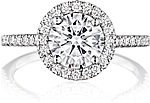 This image shows the setting with a 1.00ct round brilliant cut center diamond. The setting can be ordered to accommodate any shape/size diamond listed in the setting details section below.