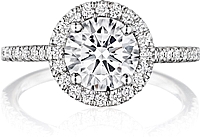 Henri Daussi Pave Halo Diamond Engagement Ring