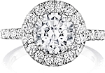 This image shows the setting with a 1.00ct round brilliant cut center diamond. The setting can be ordered to accommodate any shape/size diamond listed in the setting details section below.