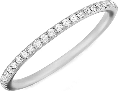This image shows the wedding band with .25ct round brilliant cut pave set diamonds by Henri Daussi.