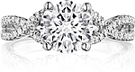 This image shows the setting with a 1.50ct round brilliant cut center diamond. The setting can be ordered to accommodate any shape/size diamond listed in the setting details section below.
