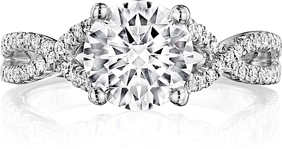 This image shows the setting with a 1.50ct round brilliant cut center diamond. The setting can be ordered to accommodate any shape/size diamond listed in the setting details section below.
