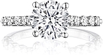 This image shows the setting with a 1.50ct round brilliant cut center diamond. The setting can be ordered to accommodate any shape/size diamond listed in the setting details section below.