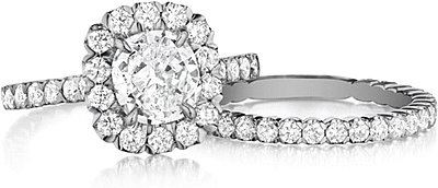Shown with the Henri Daussi matching engagement ring #AJK; Sold separately.
