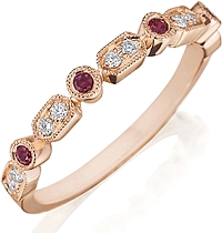 Henri Daussi Ruby & Diamond Wedding Band