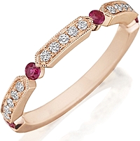 Henri Daussi Ruby & Diamond Wedding Band