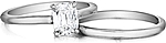 This image shows the setting with a 1.50ct cushion cut center diamond. The setting can be ordered to accommodate any shape/size diamond listed in the setting details section below. Shown with the matching wedding band; Sold separately.