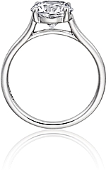 This image shows the setting with a 1.25ct round brilliant cut center diamond. The setting can be ordered to accommodate any shape/size diamond listed in the setting details section below.
