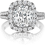 This image shows the setting with a 1.50ct cushion cut center diamond. The setting can be ordered to accommodate any shape/size diamond listed in the setting details section below.