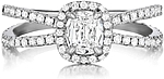 This image shows the setting with a 1.25ct cushion cut center diamond. The setting can be ordered to accommodate any shape/size diamond listed in the setting details section below.