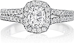 This image shows the setting with a 1.50ct cushion cut center diamond. The setting can be ordered to accommodate any shape/size diamond listed in the setting details section below.