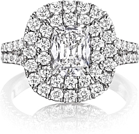 Henri Daussi Split Shank Double Halo Diamond Engagement Ring