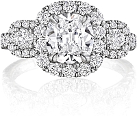 Henri Daussi Three Stone Diamond Engagement Ring