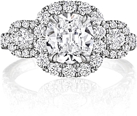 Henri Daussi Three Stone Diamond Engagement Ring