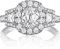 Henri Daussi Three Stone Diamond Engagement Ring