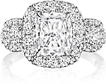 This image shows the setting with a 1.00ct cushion cut center diamond. The setting can be ordered to accommodate any shape/size diamond listed in the setting details section below.