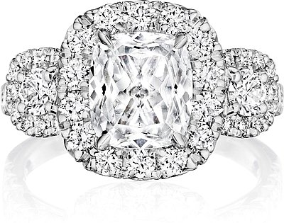 Henri Daussi Three Stone Diamond Engagement Ring HZCMB