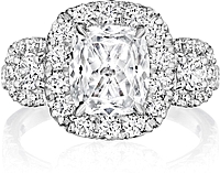 Henri Daussi Three Stone Diamond Engagement Ring