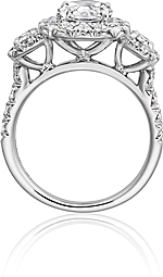 This image shows the setting with a 1.00ct cushion cut center diamond. The setting can be ordered to accommodate any shape/size diamond listed in the setting details section below.
