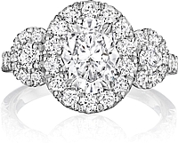 Henri Daussi Three Stone Diamond Engagement Ring