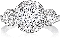 Henri Daussi Three Stone Diamond Engagement Ring