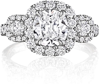 Henri Daussi Three Stone Diamond Engagement Ring