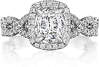 Henri Daussi Twist Shank Diamond Engagement Ring