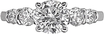 This image shows the setting with a 1.25ct round brilliant cut center diamond. The setting can be ordered to accommodate any shape/size diamond listed in the setting details section below.