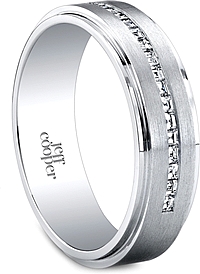 Jeff Cooper Brushed Finish Diamond Wedding Band-6mm