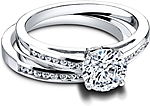 This image shows the setting with a 1.00ct round brilliant cut center diamond. The setting can be ordered to accommodate any shape/size diamond listed in the setting details section below. Shown with the matching wedding band; Sold separately.