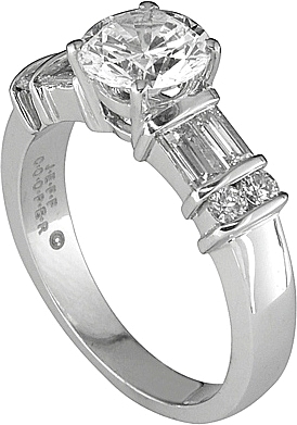 This image shows the setting with a 1.25ct round brilliant cut center diamond. The setting can be ordered to accommodate any shape/size diamond listed in the setting details section below.