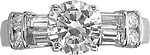 This image shows the setting with a 1.25ct round brilliant cut center diamond. The setting can be ordered to accommodate any shape/size diamond listed in the setting details section below. 