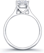 This image shows the setting with a 1.00ct round brilliant cut center diamond. The setting can be ordered to accommodate any shape/size diamond listed in the setting details section below.