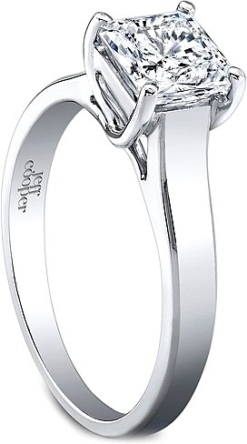 This image shows the setting with a 1.00ct princess cut center diamond. The setting can be ordered to accommodate any shape/size diamond listed in the setting details section below.