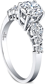 This image shows the setting with a 1.00ct round brilliant cut center diamond. The setting can be ordered to accommodate any shape/size diamond listed in the setting details section below.
