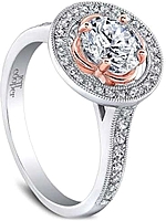 This image shows the setting with a 1.00ct round brilliant cut center diamond. The setting can be ordered to accommodate any shape/size diamond listed in the setting details section below.
