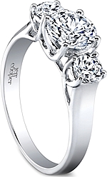 This image shows the setting with a 1.00ct round brilliant cut center diamond. The setting can be ordered to accommodate any shape/size diamond listed in the setting details section below.