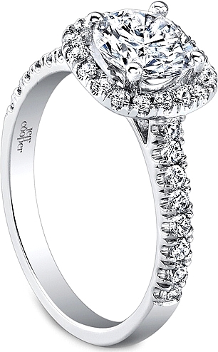 
This image shows the setting with a 1.00ct round brilliant cut center diamond. The setting can be ordered to accommodate any shape/size diamond listed in the setting details section below.

