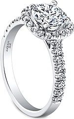 
This image shows the setting with a 1.00ct round brilliant cut center diamond. The setting can be ordered to accommodate any shape/size diamond listed in the setting details section below.
