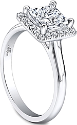 This image shows the setting with a 1.00ct princess cut center diamond. The setting can be ordered to accommodate any shape/size diamond listed in the setting details section below.
