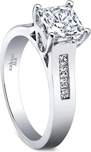 This image shows the setting with a 1.00ct princess cut center diamond. The setting can be ordered to accommodate any shape/size diamond listed in the setting details section below.